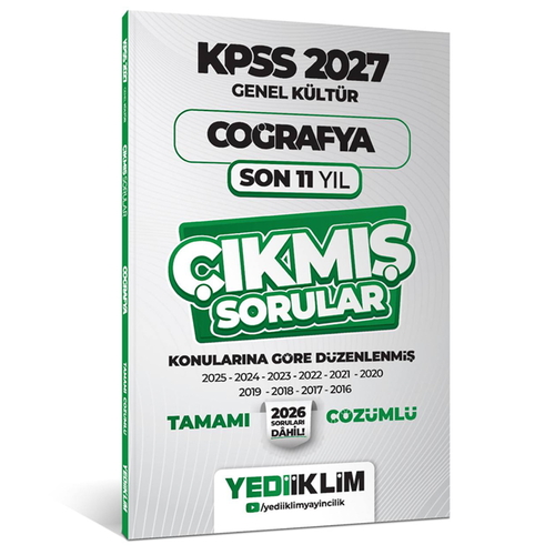 KPSS Genel Kültür Lisans Coğrafya Konularına Göre Son 11 Yıl Çıkmış Sorular Yediiklim Yayınları 2027
