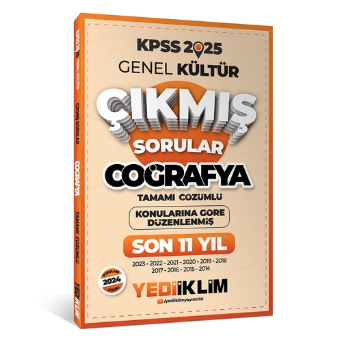 KPSS Genel Kültür Lisans Coğrafya Konularına Göre Son 11 Yıl Çıkmış Sorular Yediiklim Yayınları 2025
