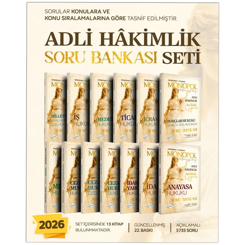 Adli Hakimlik Özgün Çözümlü Soru Bankası Seti Monopol Yayınları 2026