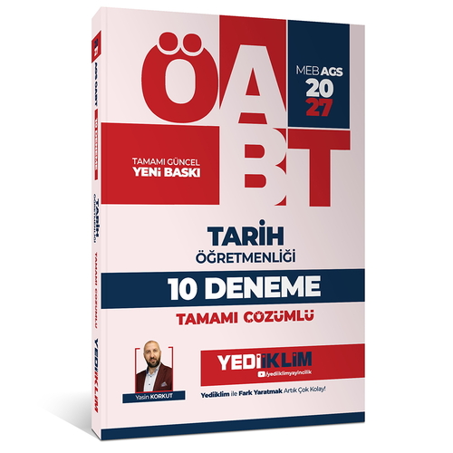MEB AGS ÖABT Tarih Öğretmenliği Tamamı Çözümlü 10 Deneme Yasin Korkut Yediiklim Yayınları 2027