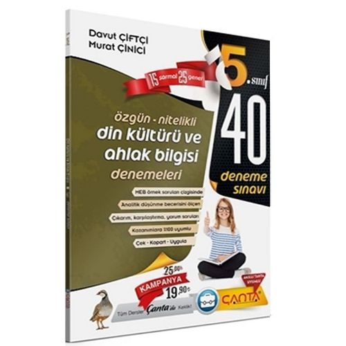 5. Sınıf Din Kültürü ve Ahlak Bilgisi 40 Deneme Sınavı Çanta Yayınları