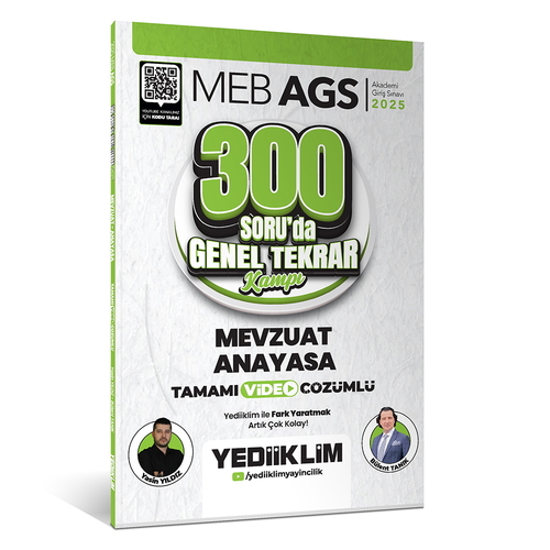 MEB AGS Mevzuat Anayasa 300 Soruda Tamamı Video Çözümlü Genel Tekrar Kampı Yediiklim Yayınları 2025