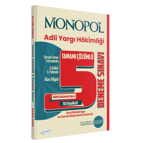 Adli Yargı Hakimliği Tamamı Çözümlü 5 Deneme Monopol Yayınları 2024