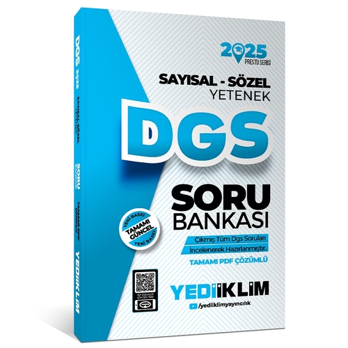 DGS Sayısal-Sözel Yetenek Tamamı Çözümlü Soru Bankası Yediiklim Yayınları 2025