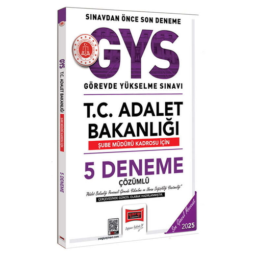 GYS T.C. Adalet Bakanlığı Şube Müdürü Kadrosu İçin 5 Deneme Yargı Yayınları 2025