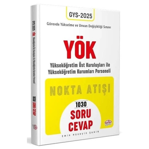 GYS Yükseköğretim Kurumu YÖK Nokta Atışı Soru-Cevap Editör Yayınları 2025