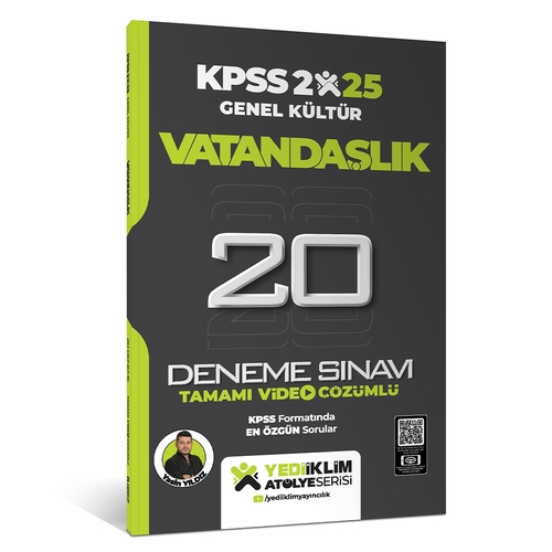KPSS Genel Kültür Atölye Serisi Vatandaşlık Tamamı Video Çözümlü 20 Deneme Sınavı Yediiklim Yayınları 2025