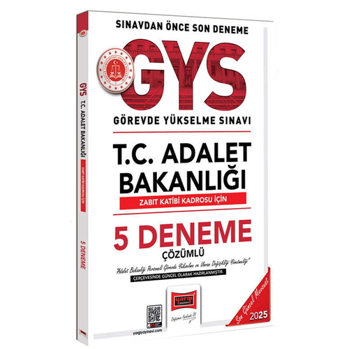 GYS T.C. Adalet Bakanlığı Zabıt Katibi Kadrosu İçin 5 Deneme Yargı Yayınları 2025