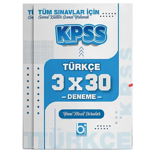 KPSS Tüm Sınavlar İçin Türkçe 3x30 Deneme Sınavı Bigelio Yayınları 2026