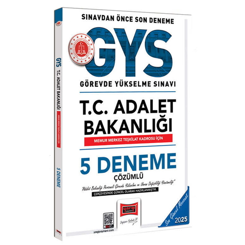 GYS T.C. Adalet Bakanlığı Memur Merkez Teşkilat Kadrosu İçin 5 Deneme Yargı Yayınları 2025