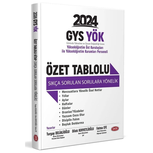 GYS YÖK YÖK Üst Kuruluşları ile YÖK Personeli Özet Tablolu Sıkça Sorulan Sorulara Yönelik Data Yayınları 2024