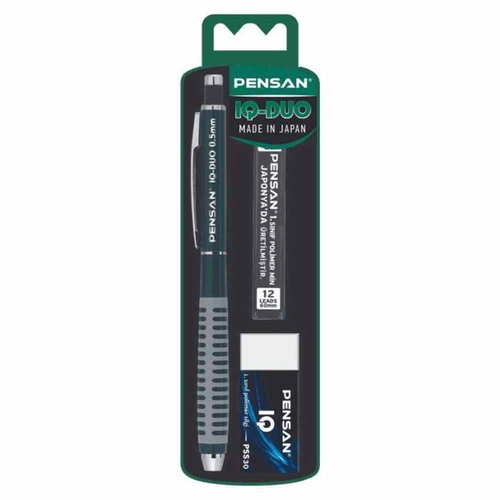 Pensan IQ Duo 0.5 mm Mekanik Kurşun Kalem Yeşil (Silgi+Min Hediyeli)