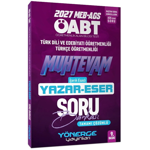 ÖABT MEB-AGS Türk Dili Edebiyatı Türkçe Öğretmenliği Muhtevam Yazar Eser Soru Bankası Yönerge Yayınları 2027
