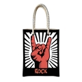  Rock Müzik Temalı Fermuarlı Günlük Kullanım Bez Çanta
