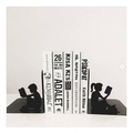  Kitap Okuyan Kız ve Erkek Figürlü Dekoratif Metal Kitap Tutucu